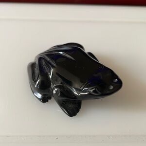 Antique carved black Onyx frog